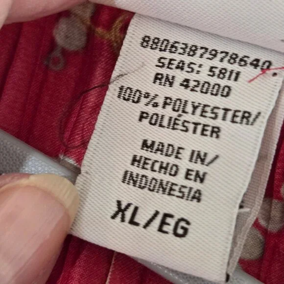 Jaclyn Smith Equestrian Chain Print Button-Up Blouse XL Long Sleeve Pleated Red - Picture 8 of 11